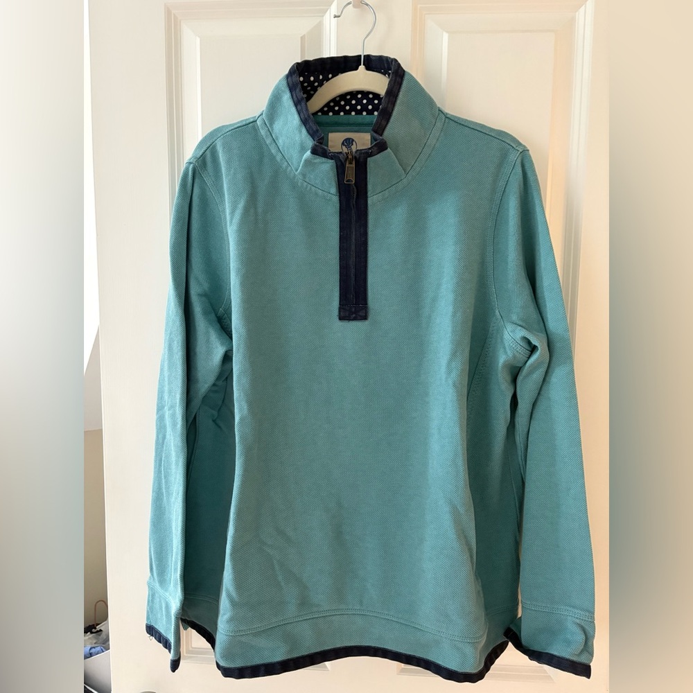 NWOT - Fat Face, The Iconic Airlie, Blue Green Quarter Zip Pullover,  Size 14 - Picture 4 of 8